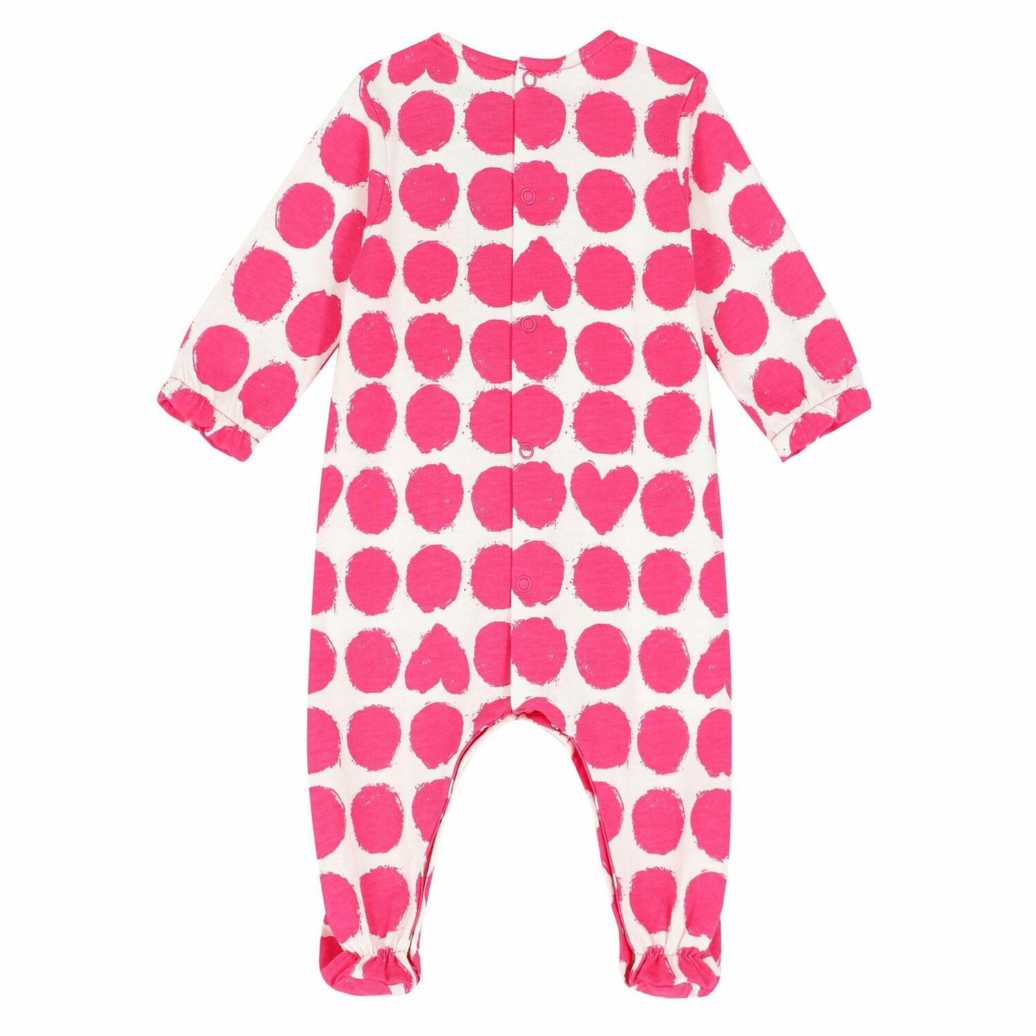 Baby Girls White & Pink Babygrow, 1, hi-res