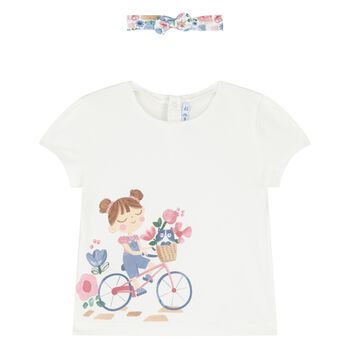 Younger Girls White T-Shirt & Headband Set