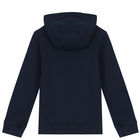 Boys Navy Logo Hooded Top, 1, hi-res