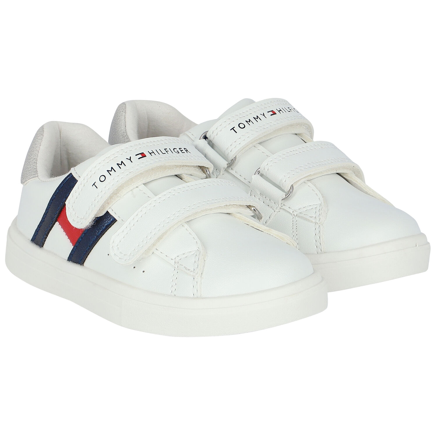 Girls White Logo Trainers, 1, hi-res