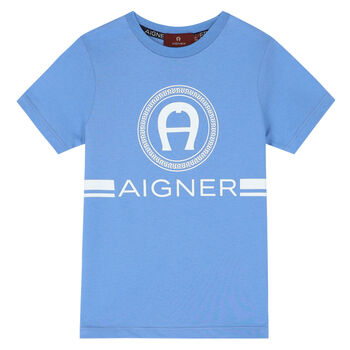 Aigner Boys Blue Logo T-Shirt, 2 Boys Blue Logo T-Shirt