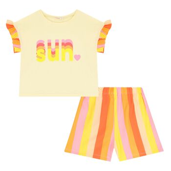 Girls Yellow, Orange, & Pink Shorts Set