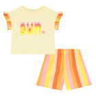 Girls Yellow, Orange, & Pink Shorts Set, 1, hi-res