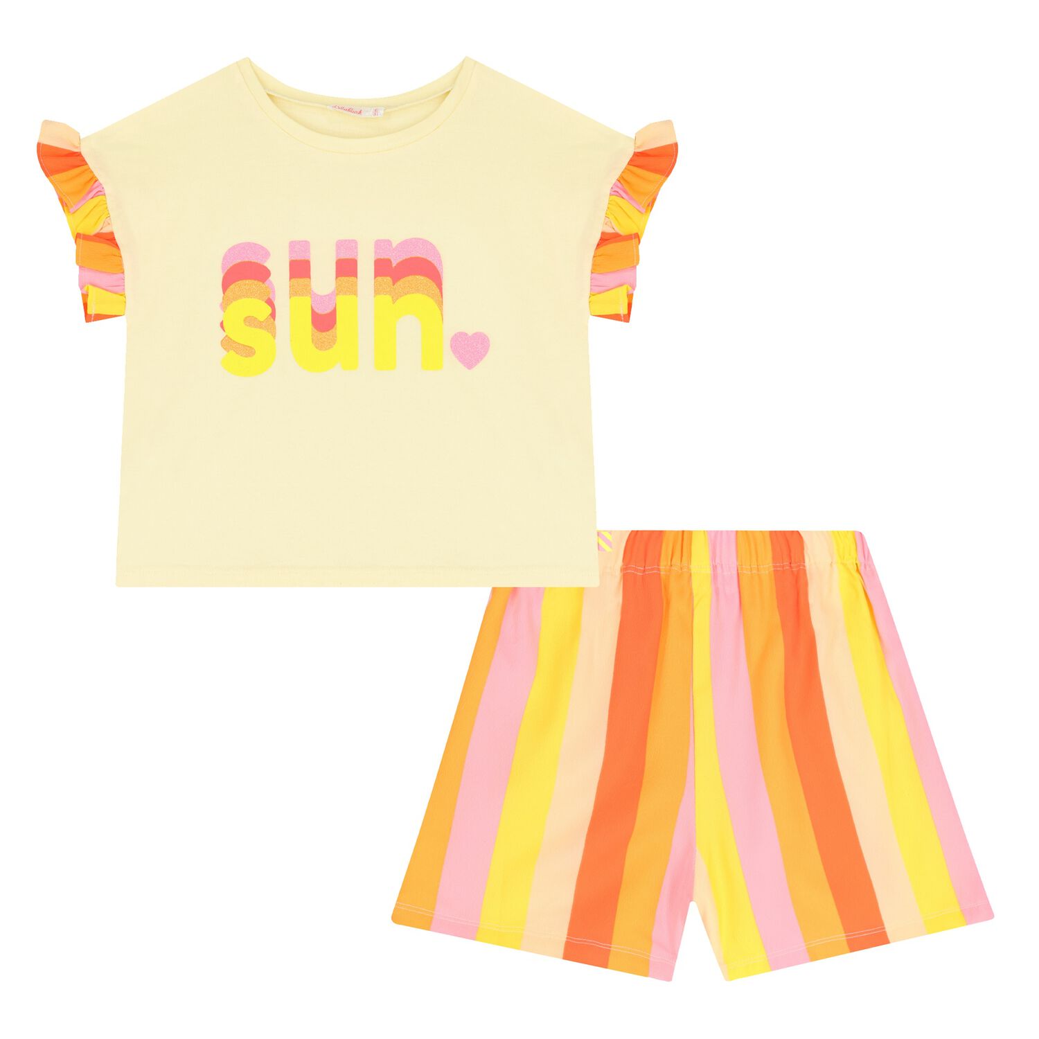 Girls Yellow, Orange, & Pink Shorts Set, 1, hi-res image number null
