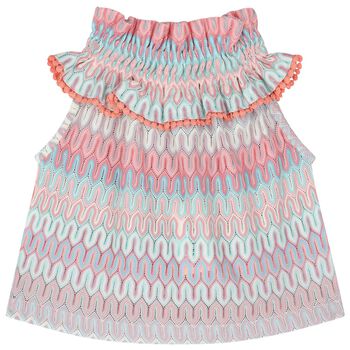 Girls Pink & Blue Crochet Knitted Top