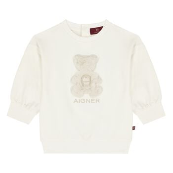 Younger Ivory Ivory Faux Fur Teddy Bear Logo Sweatshirt