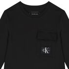 Boys Black Logo Long Sleeve Top, 1, hi-res
