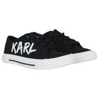 Boys Black & White Logo Trainers, 1, hi-res