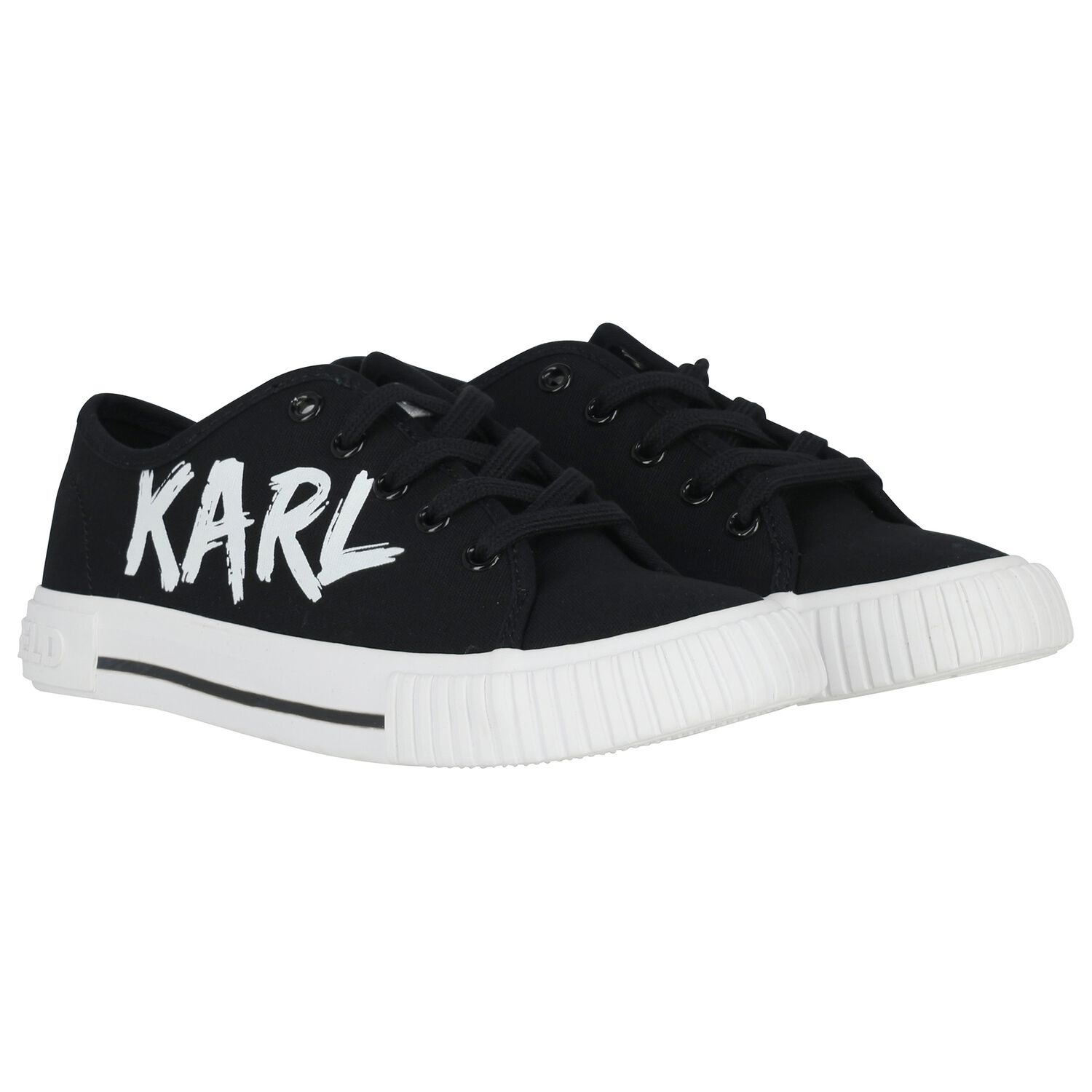 Boys Black & White Logo Trainers, 1, hi-res