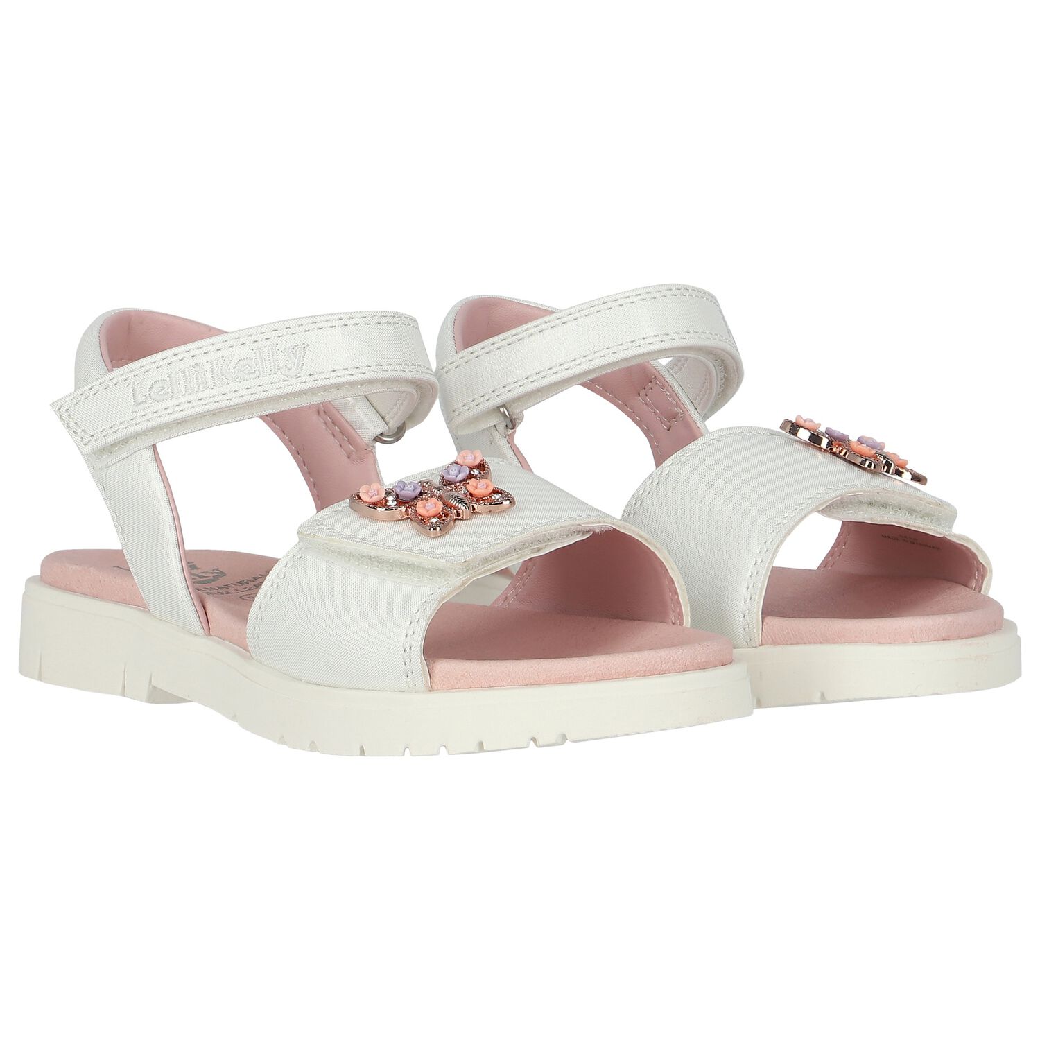 Girls White Butterfly Sandals, 1, hi-res image number null
