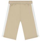 Boys Beige & White Logo Shorts, 1, hi-res
