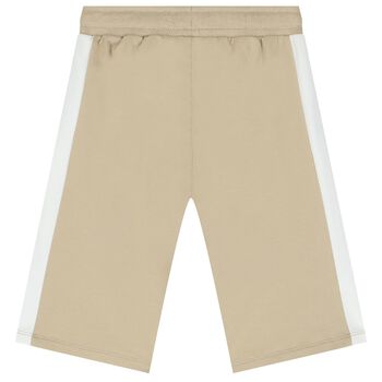 Boys Beige & White Logo Shorts