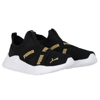 Boys Black Logo Slip On Trainers