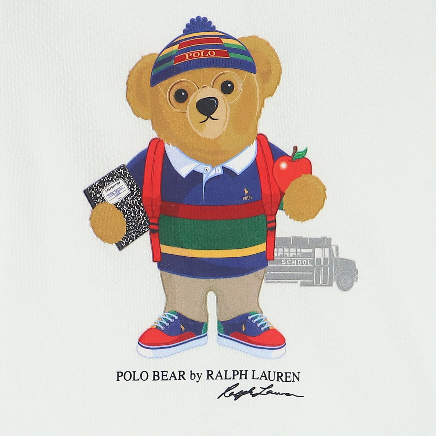 Boys White Polo Bear Sweatshirt, 1, hi-res image number null
