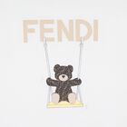 White & Beige Teddy Bear Logo Padded Baby Blanket, 2, hi-res