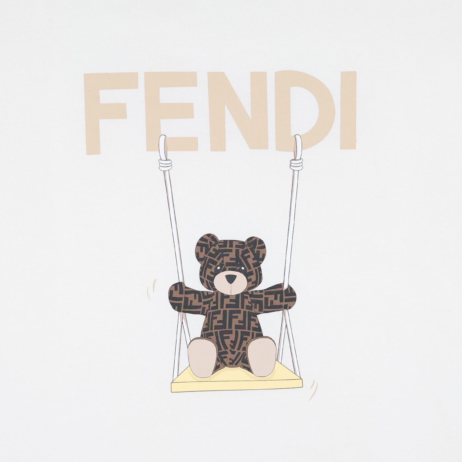 White & Beige Teddy Bear Logo Padded Baby Blanket, 2, hi-res