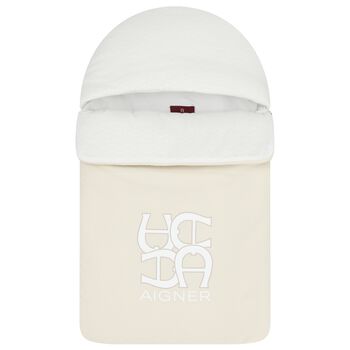 Beige & White Logo Baby Nest