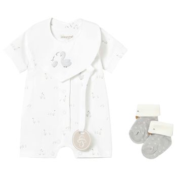 Baby Girls Swan White Romper Set
