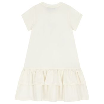 Girls Ivory Butterflies Logo Dress