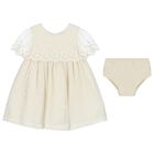 Baby Girls White & Beige Dress Set, 1, hi-res
