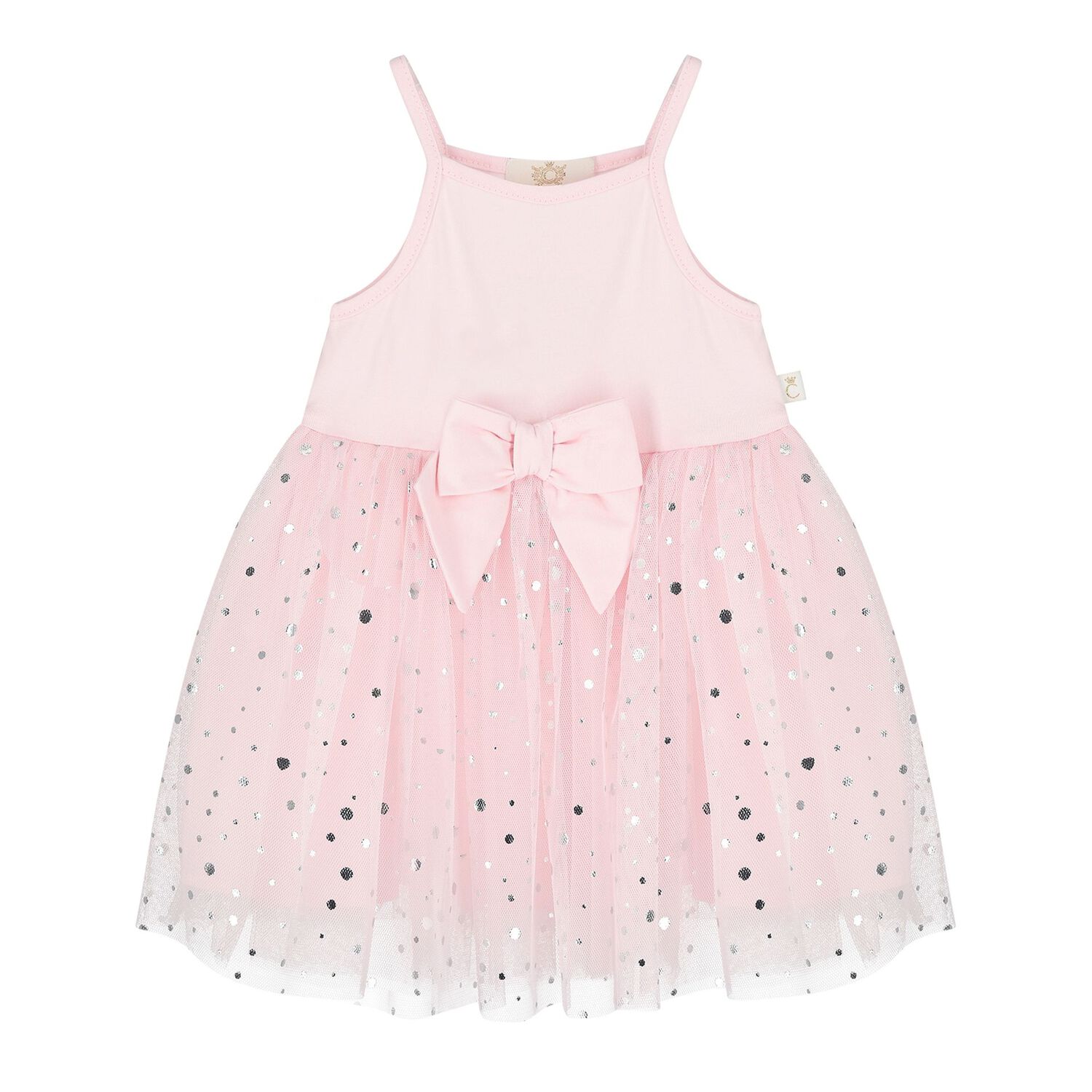 Baby Girls Pink Bow Tulle Dress Set, 1, hi-res
