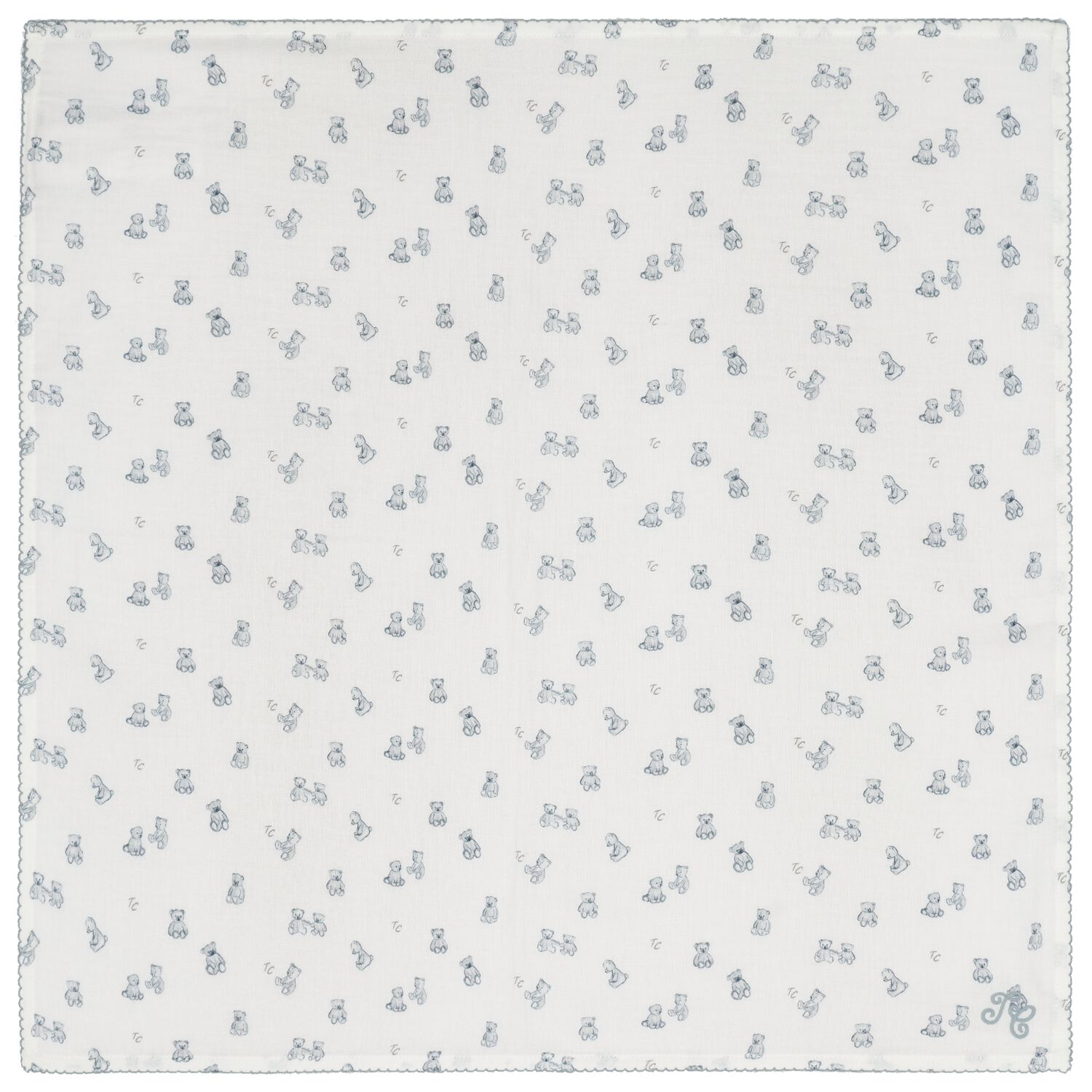 Baby Boys Ivory & Blue Teddy Bear Blanket, 1, hi-res