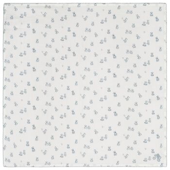 Baby Boys Ivory & Blue Teddy Bear Blanket