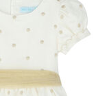 Girls Ivory & Gold Spot Dress, 1, hi-res