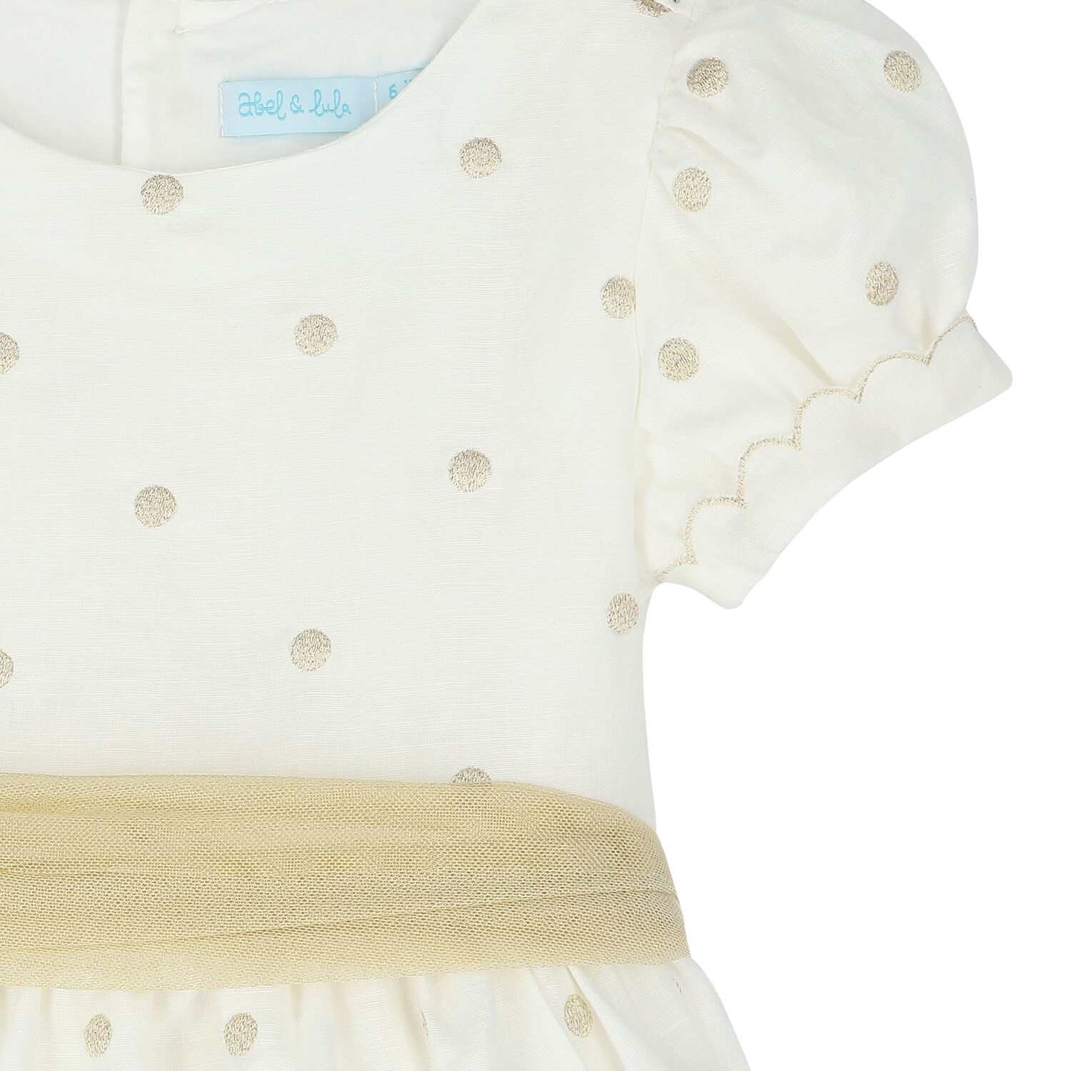 Girls Ivory & Gold Spot Dress, 1, hi-res image number null