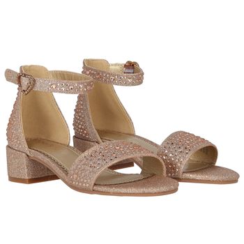 Girls Rose Gold Embellished Sandals