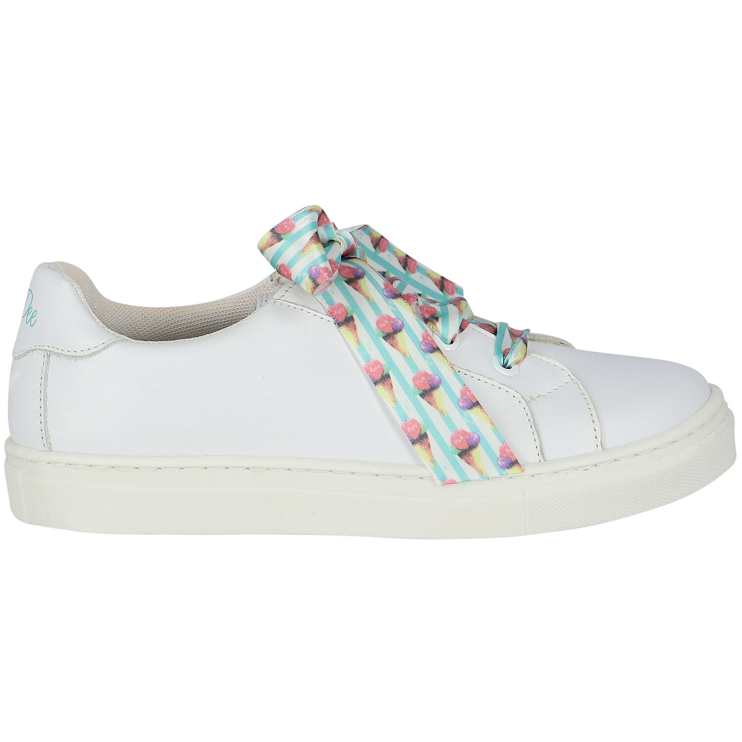 Girls White Leather Trainers, 1, hi-res