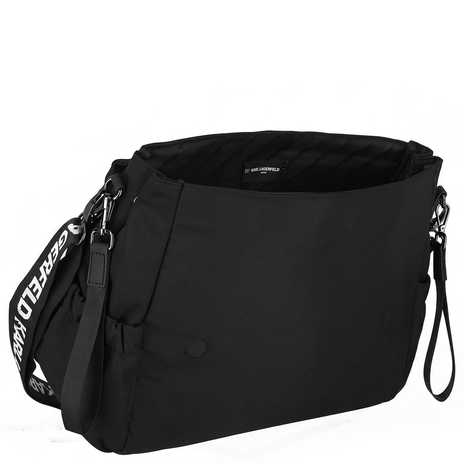 Black Ikonik Karl Logo Changing Bag, 1, hi-res