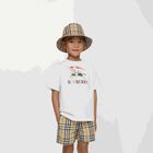 Boys Beige Check Swim Shorts, 1, hi-res