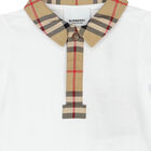 White & Checked Piqué Baby Romper, 1, hi-res