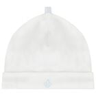 Baby Boys White & Blue Embroidered Blanket & Hat Set, 1, hi-res
