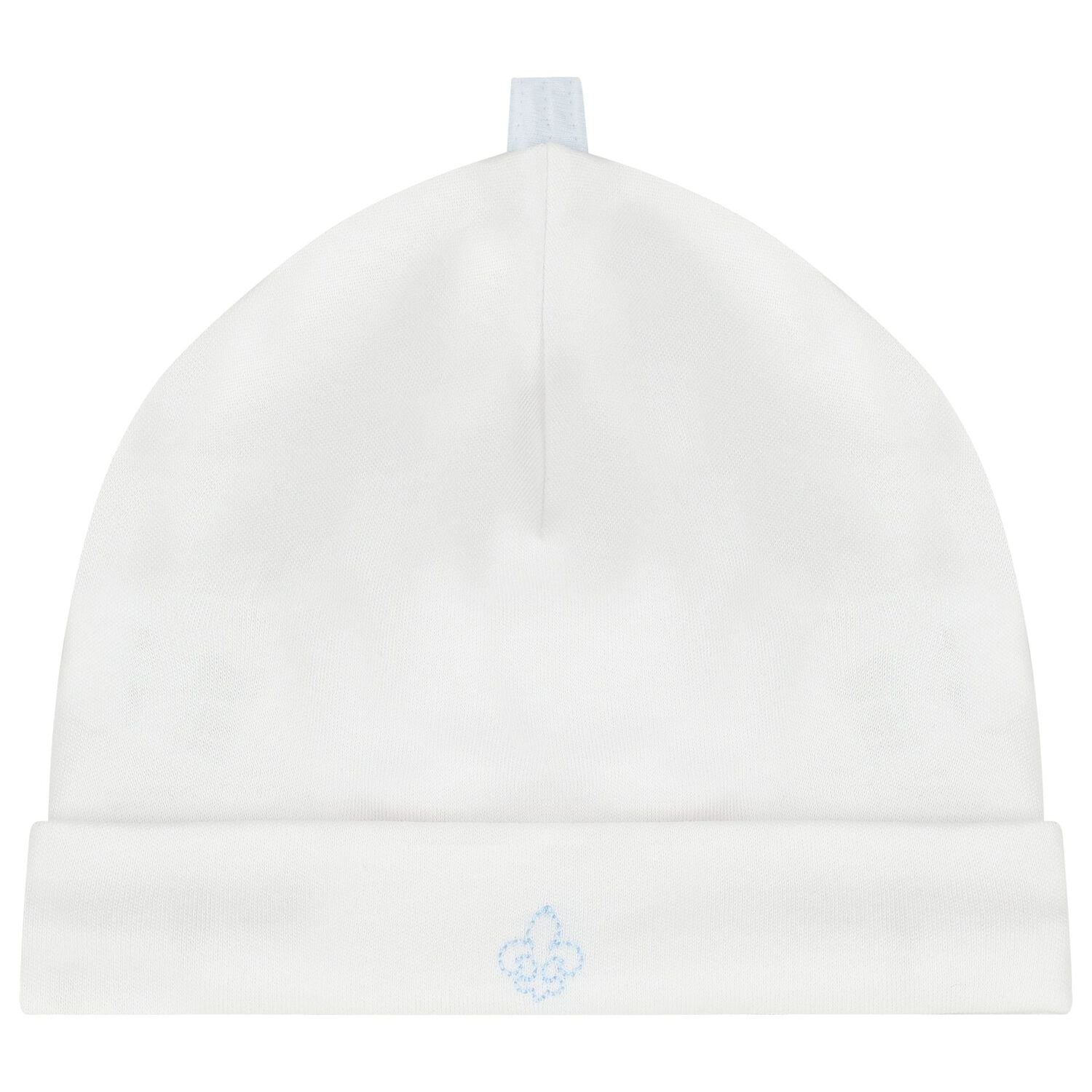 Baby Boys White & Blue Embroidered Blanket & Hat Set, 1, hi-res