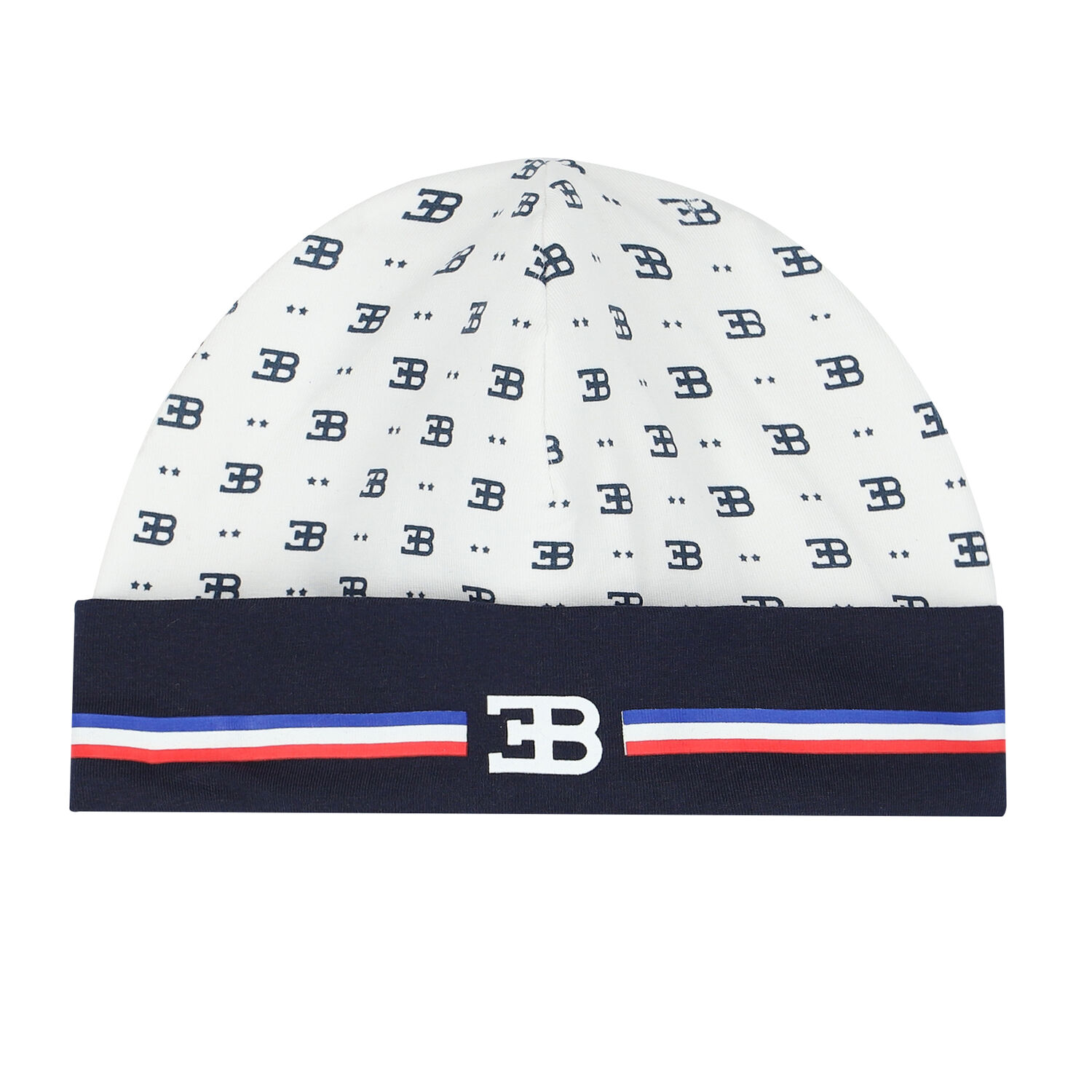 Baby Boys White & Navy Logo Hat, 1, hi-res