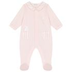 Baby Girls Ivory & Pink Logo Babygrow, 3, hi-res