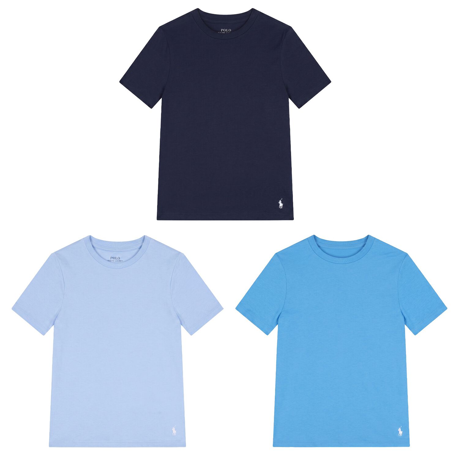 Boys Navy Blue & Blue Logo T-Shirts ( 3-Pack ), 1, hi-res