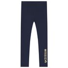 Girls Navy Blue Logo Leggings, 2, hi-res