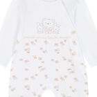 White & Beige Teddy Bear Babygrow Gift Set, 1, hi-res