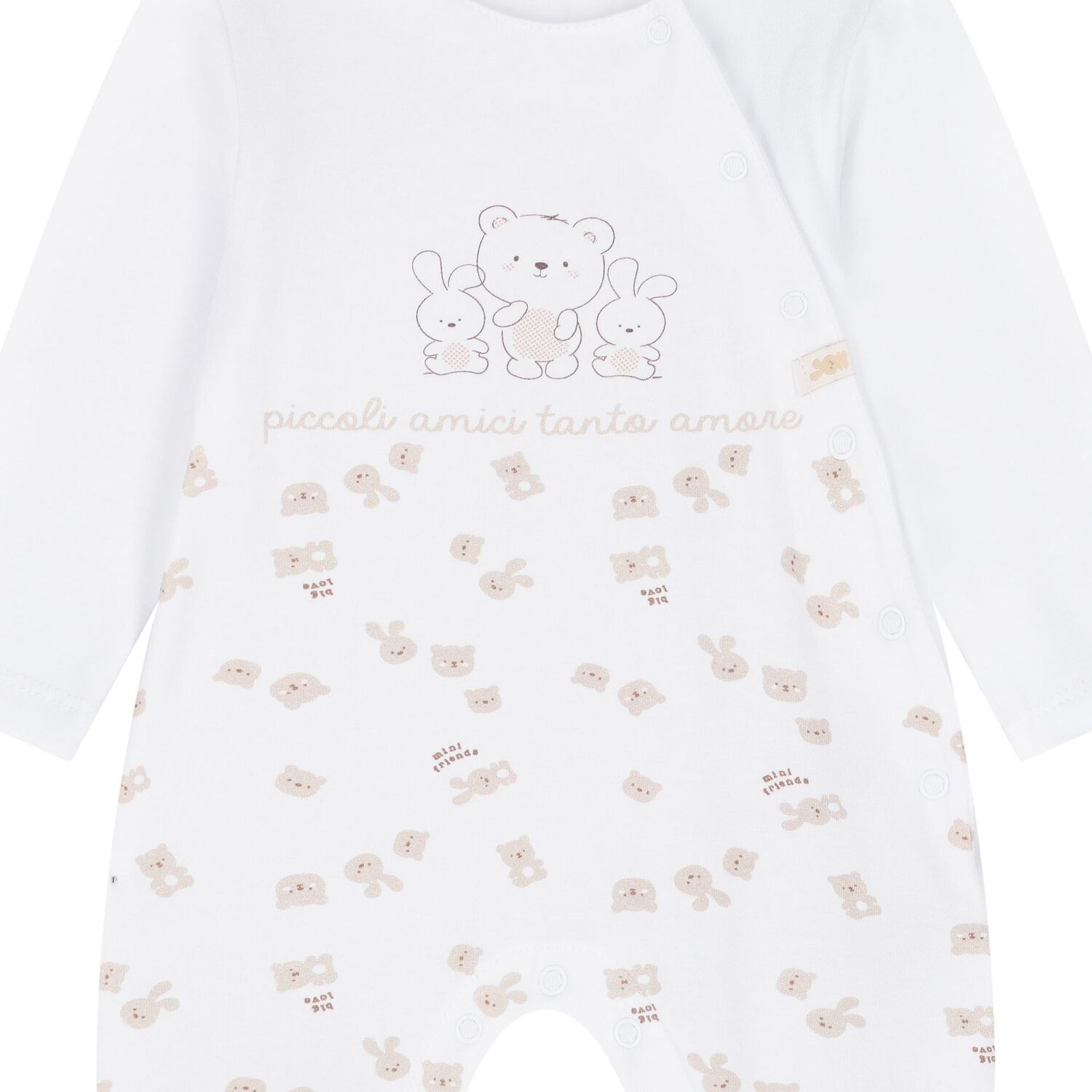 White & Beige Teddy Bear Babygrow Gift Set, 1, hi-res
