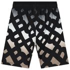 Boys Black, White & Beige Logo Swim Shorts, 1, hi-res