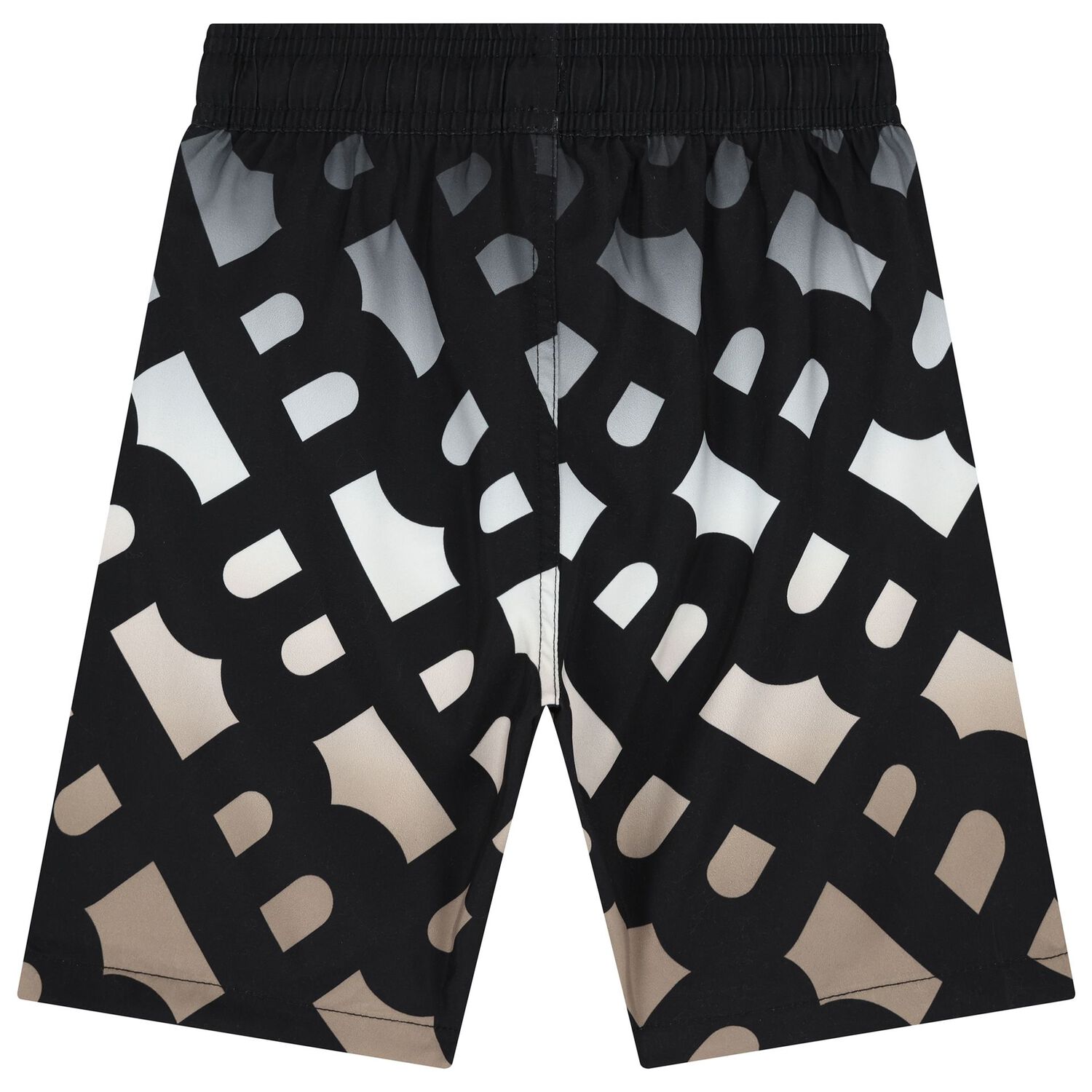 Boys Black, White & Beige Logo Swim Shorts, 1, hi-res