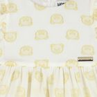 Younger Girls Ivory & Gold Logo Dress, 1, hi-res