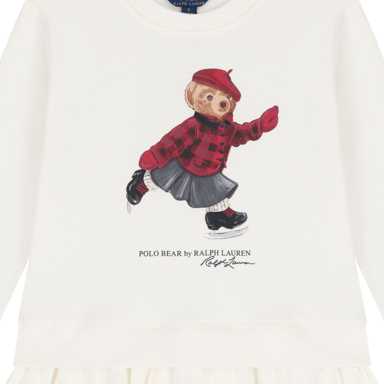 Girls Ivory Polo Bear Sweatshirt Dress, 1, hi-res
