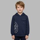 Boys Navy Blue Logo Hooded Top, 1, hi-res