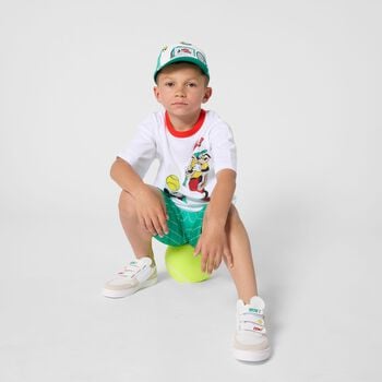 Boys Green Striped Swim Shorts