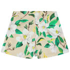 Girls Beige Floral Pleated Skort, 1, hi-res