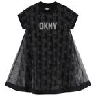 Girls Black 2-In-1 Logo Dress, 1, hi-res